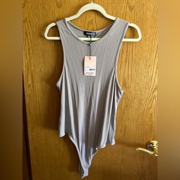 MISSGUIDED PLUS RIBBED BODYSUIT IN GRAY US 14 NWT - Picture 4 of 7